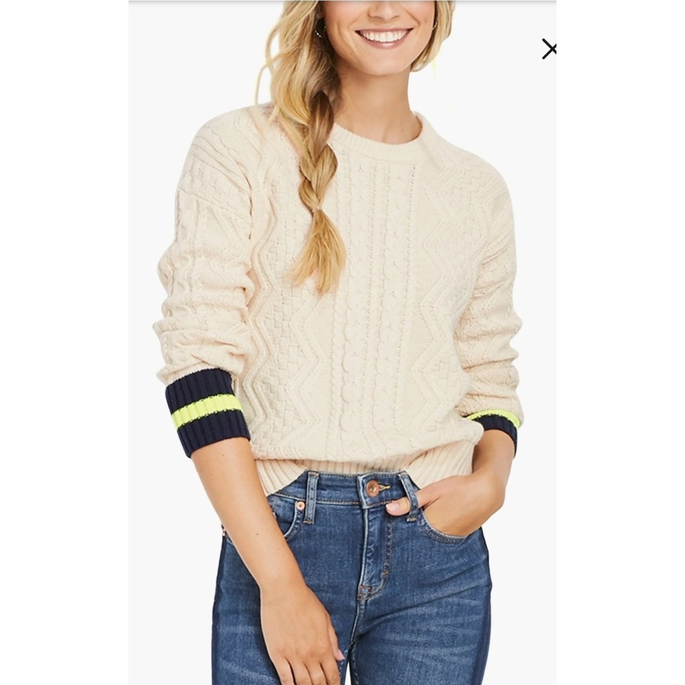 Vineyard Vines Womens Varsity Pop Merino Wool & Cotton Fisherman Sweater Sz XXS